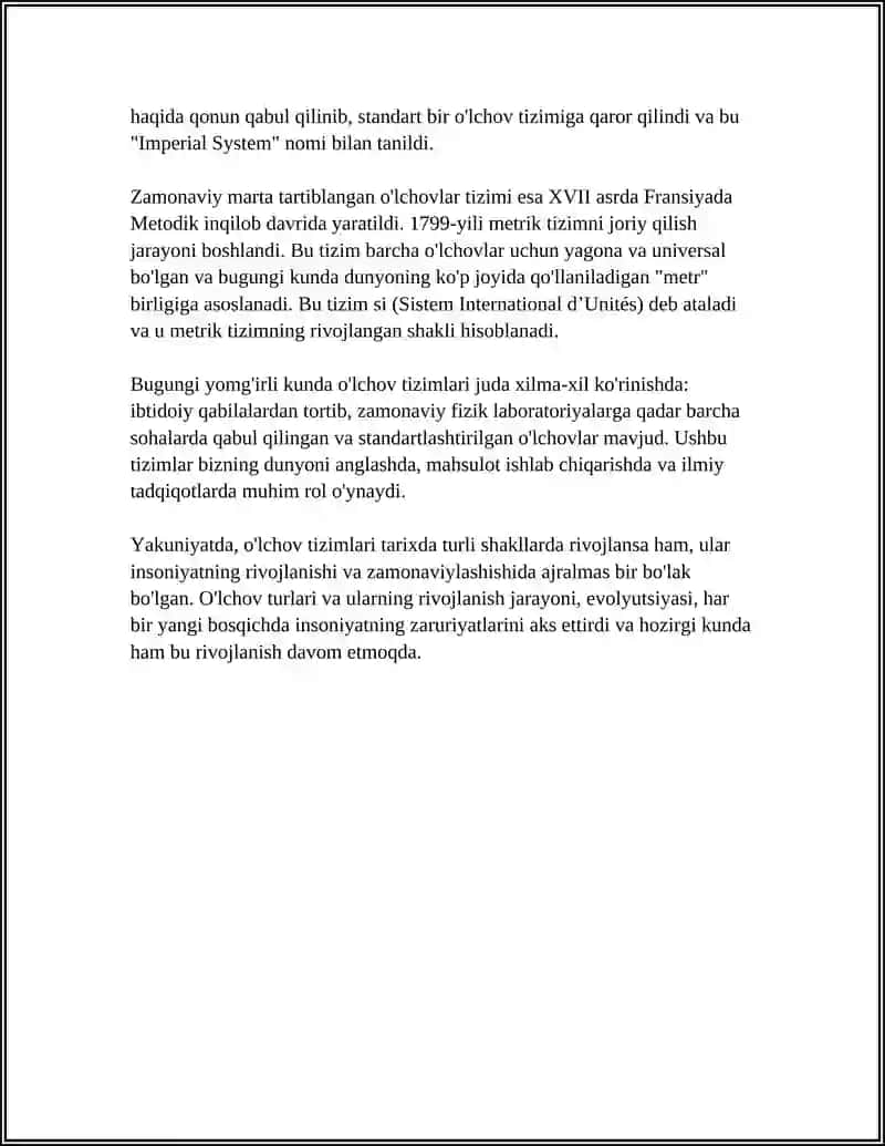 O'lchov turlari va ularning tarixi 4