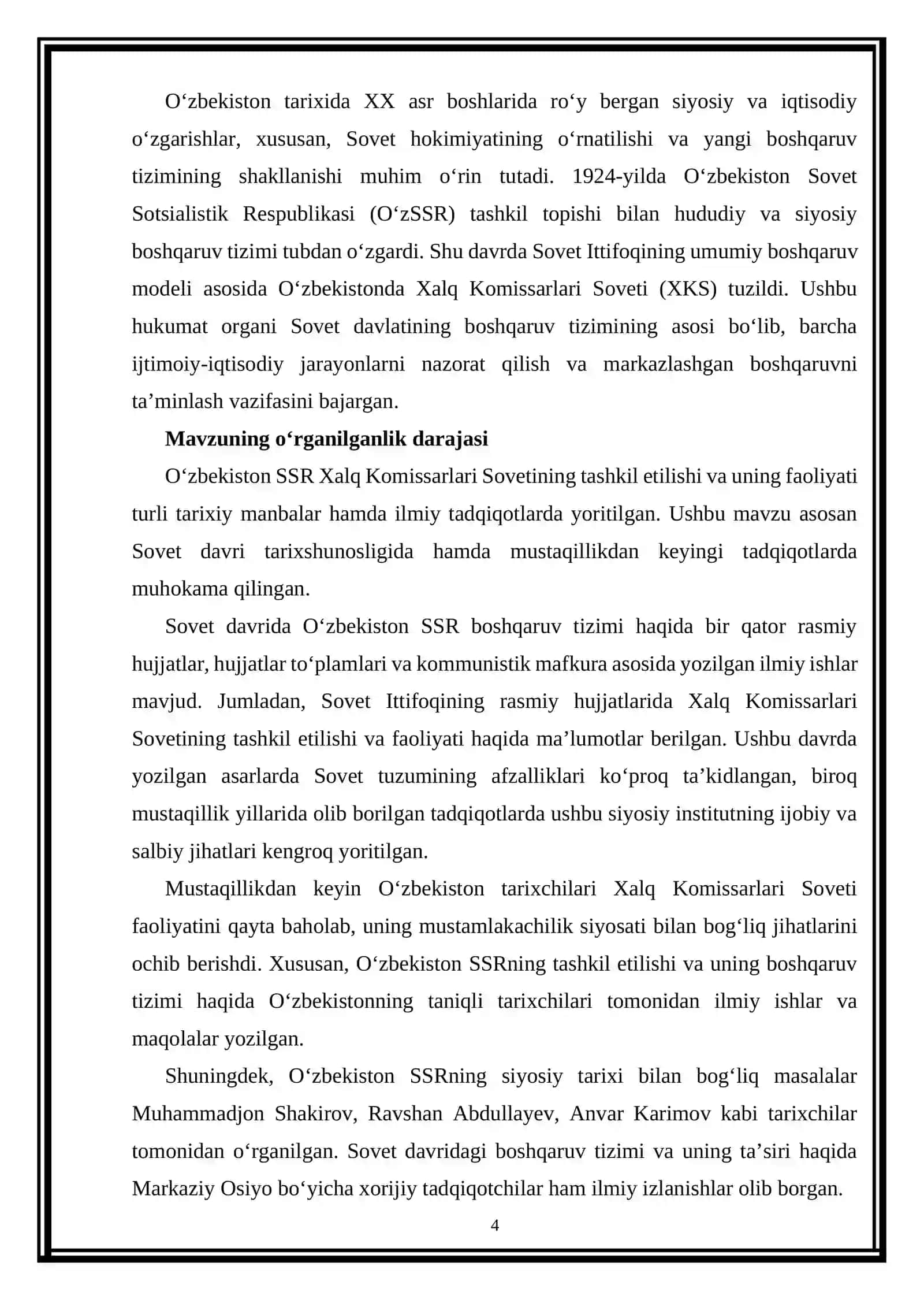O‘ZBEKISTON SSR XALQ KOMISSARLARI SOVETINING TUZILISHI VA SABABLARI 4