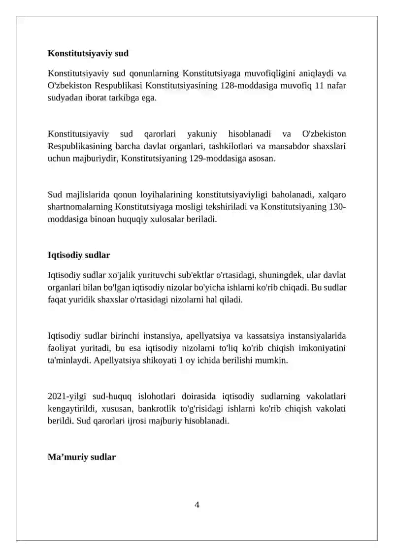 O'zbekiston Respublikasida Sudlov tizimi (Referat) 4