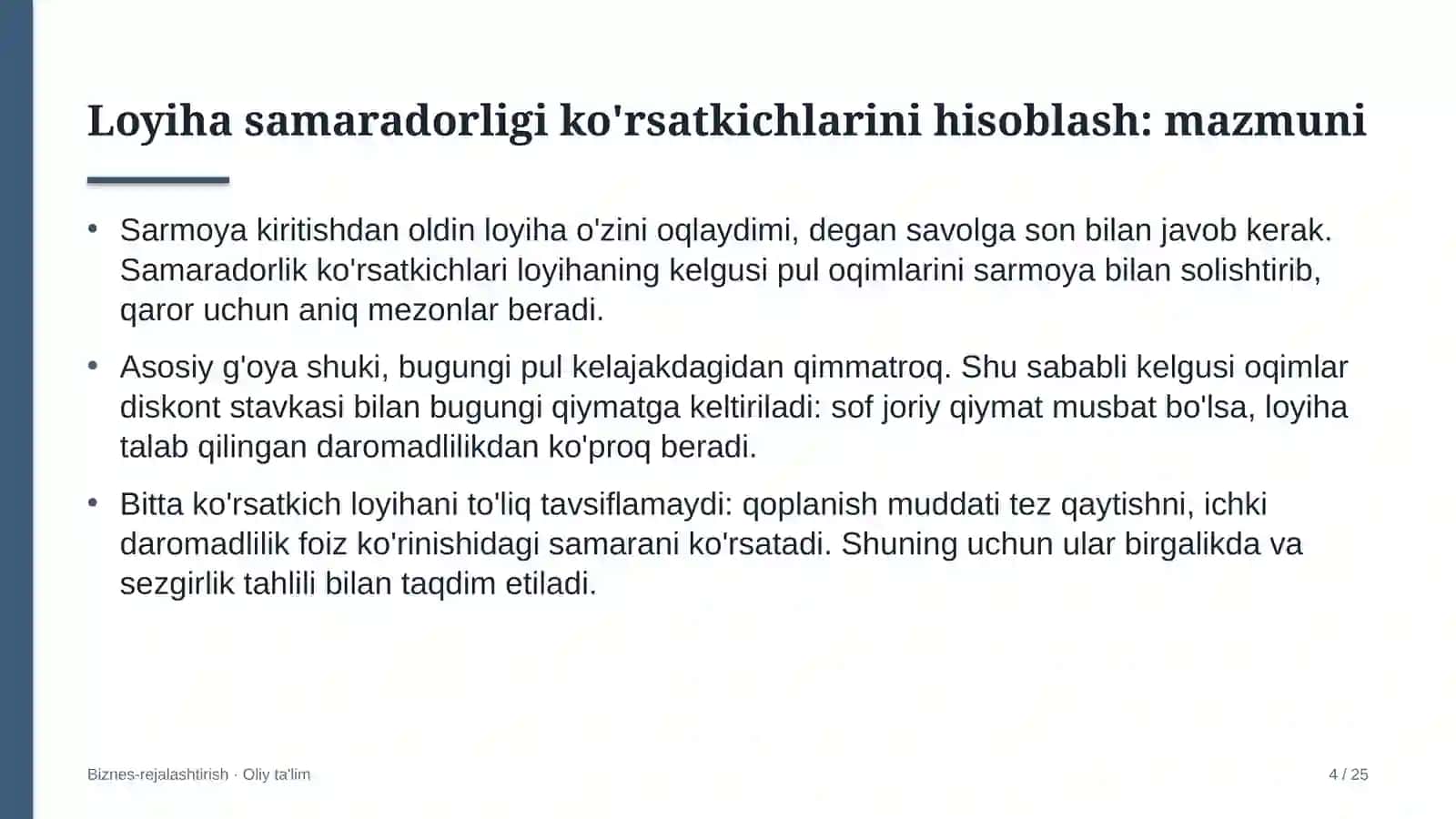 gidroelektr stansiyalarida loyiha samaradorligi ko'rsatkichlarini hisoblash 7441 4