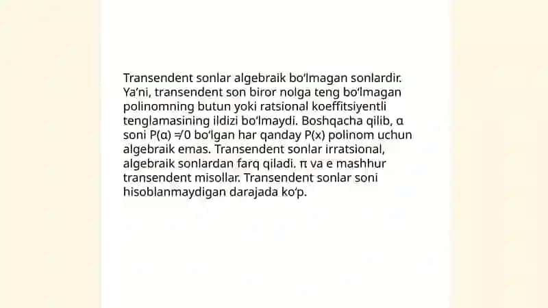 Algebraik va transendent sonlar 4