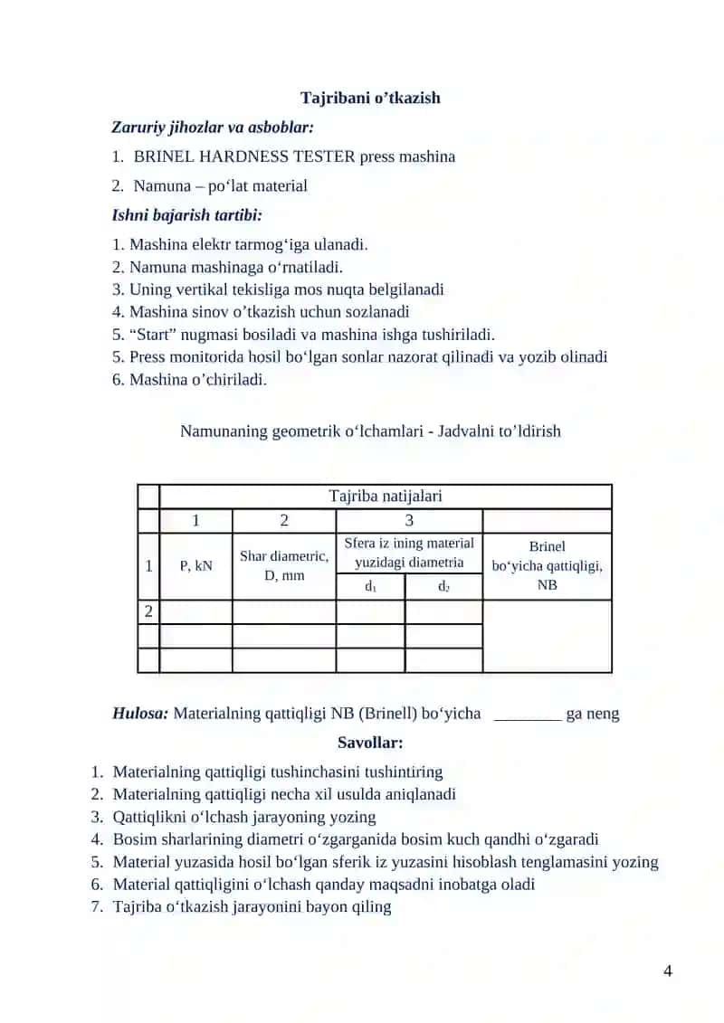 Materialni qattiqlikka sinash 4