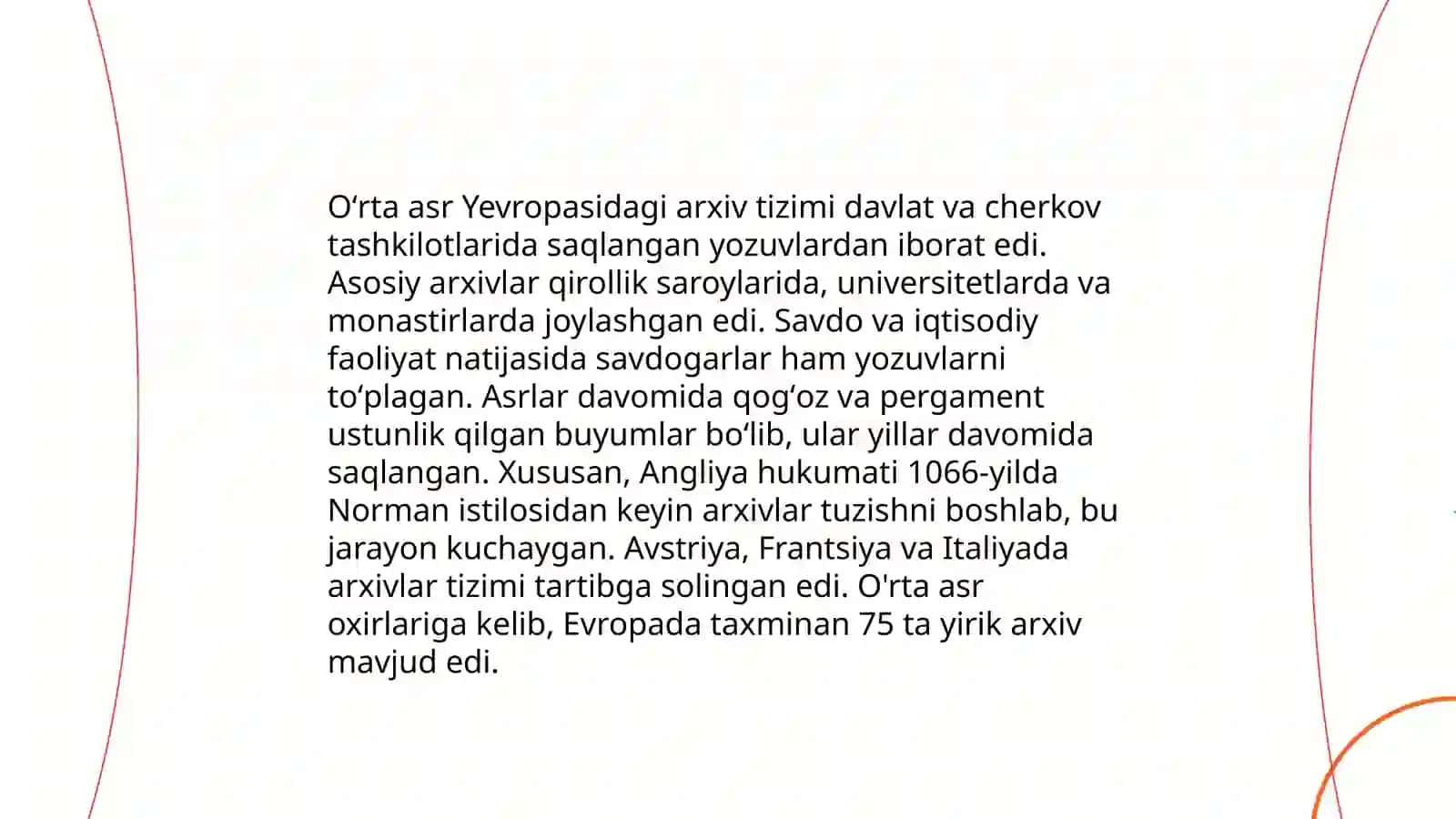 Evropa davlatlaridagi dastlabki arxivlar 4