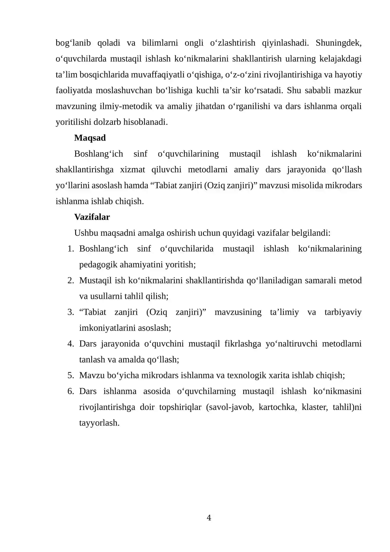 Boshlang‘ich sinf o‘quvchilarining mustaqil ishlash ko‘nikmalarini shakllantirish metodikasi 4