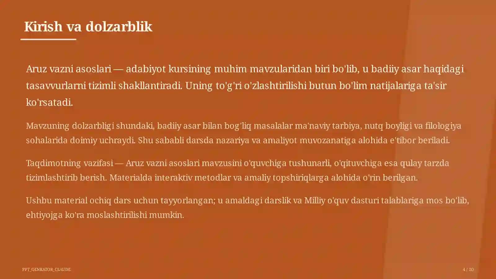 Aruz vazni asoslari (9-sinf) 4