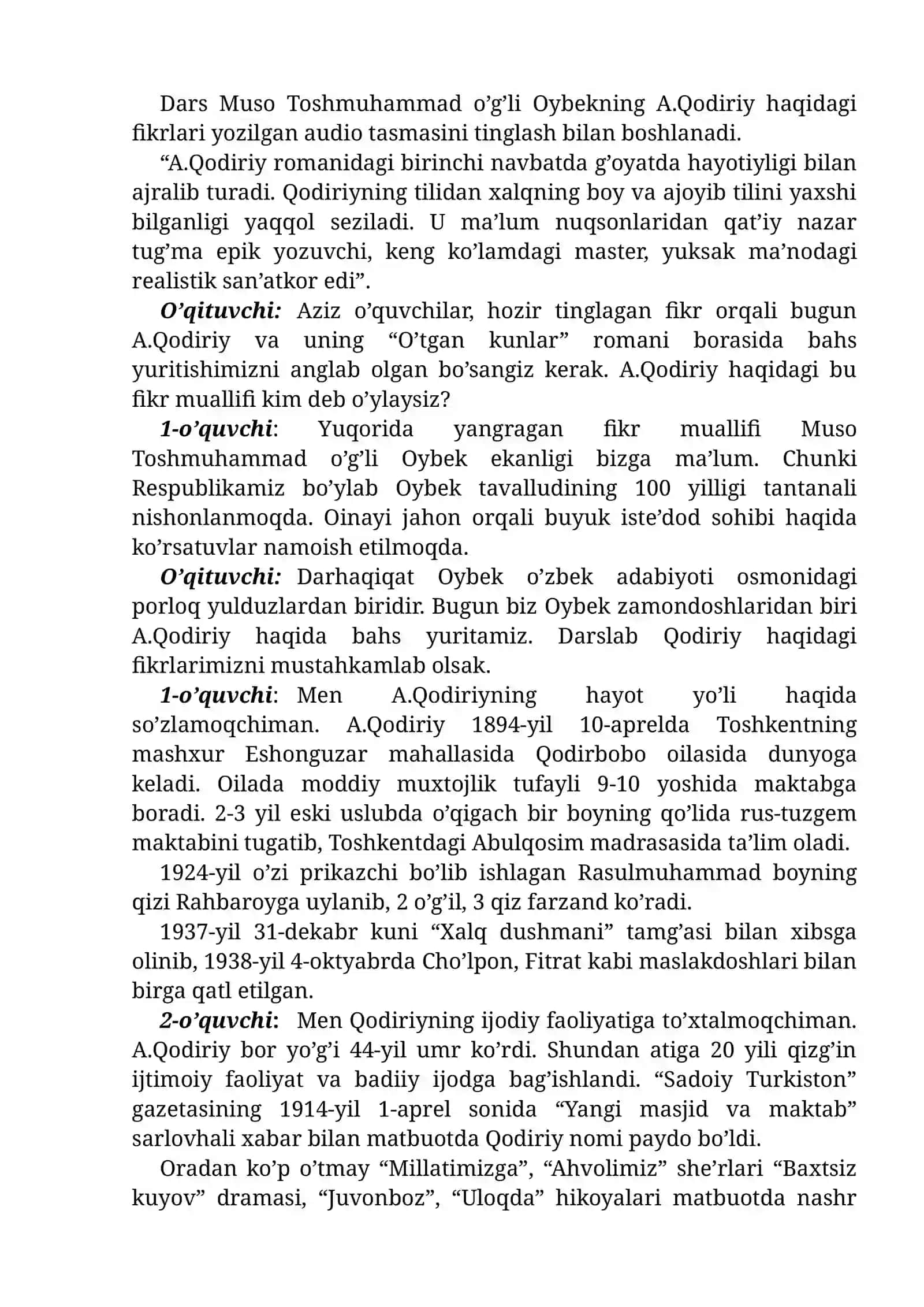 A.Qodiriyning “O’tgan kunlar” romani 4