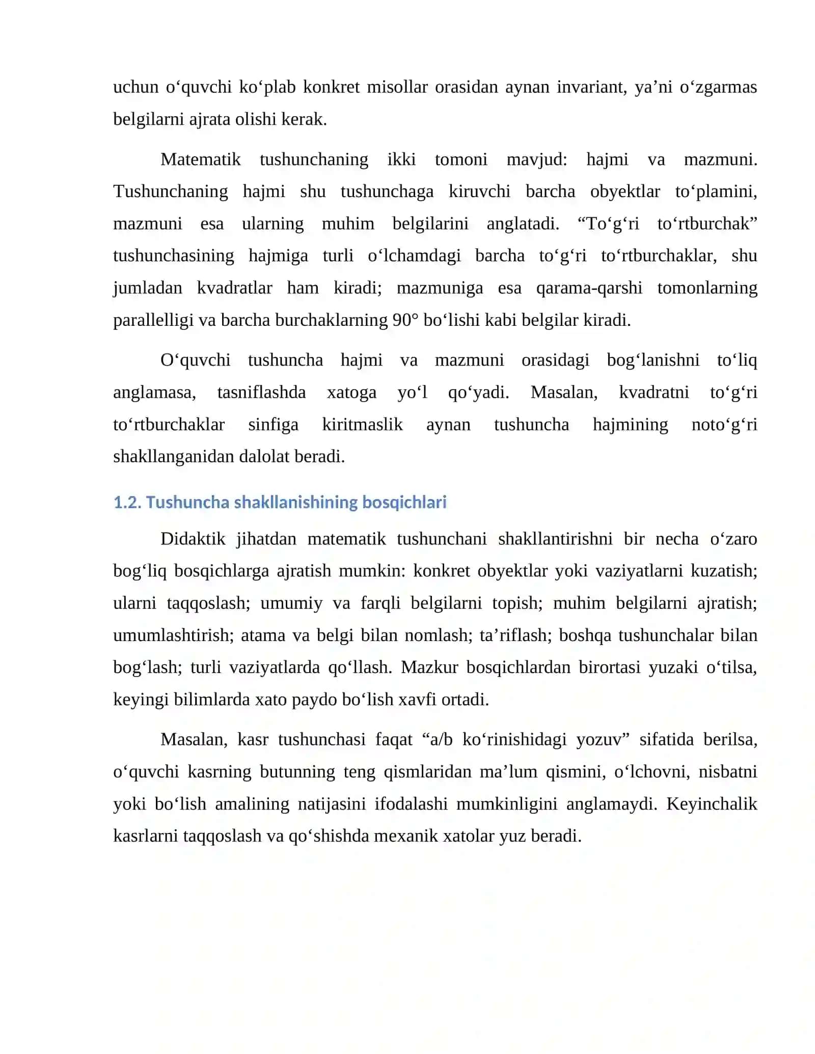 Matematik tushunchalarni shakllantirishda uchraydigan tipik xatolar tasnifi 4
