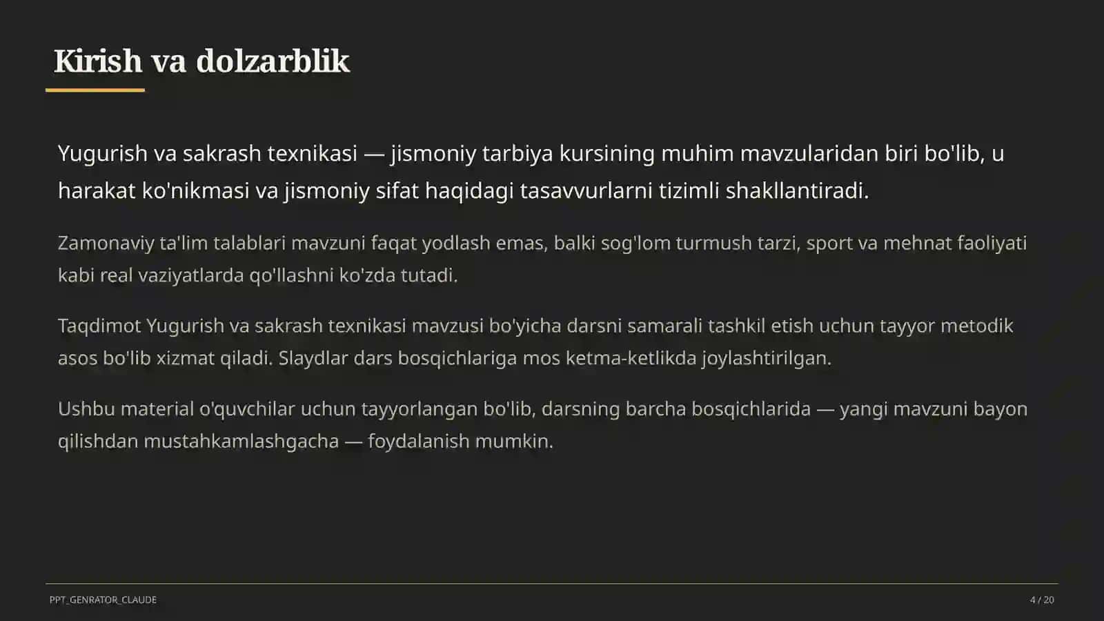 Yugurish va sakrash texnikasi (2-sinf) 4