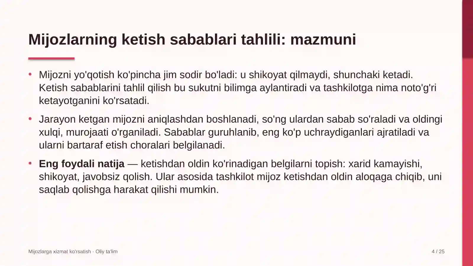 Ekologik ekspertiza tashkilotlarida mijozlarning ketish sabablarini tahlil qilish 4