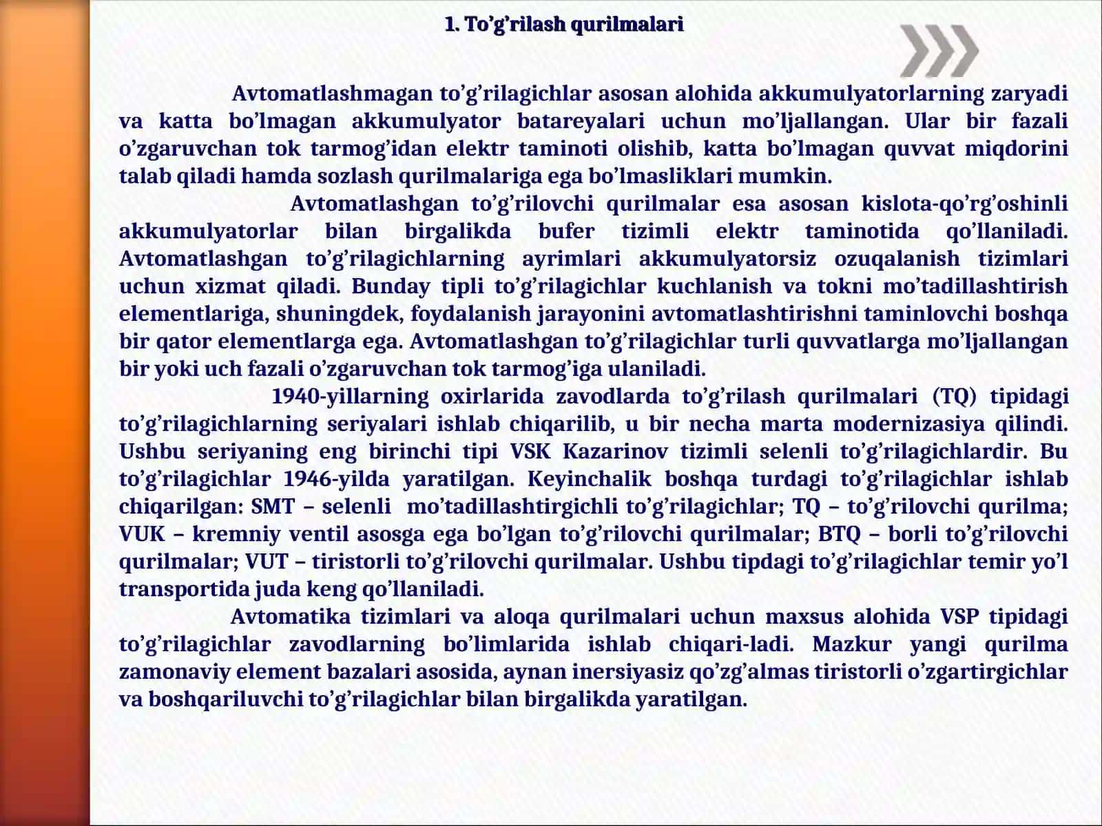 To’g’rilash qurilmalari 4