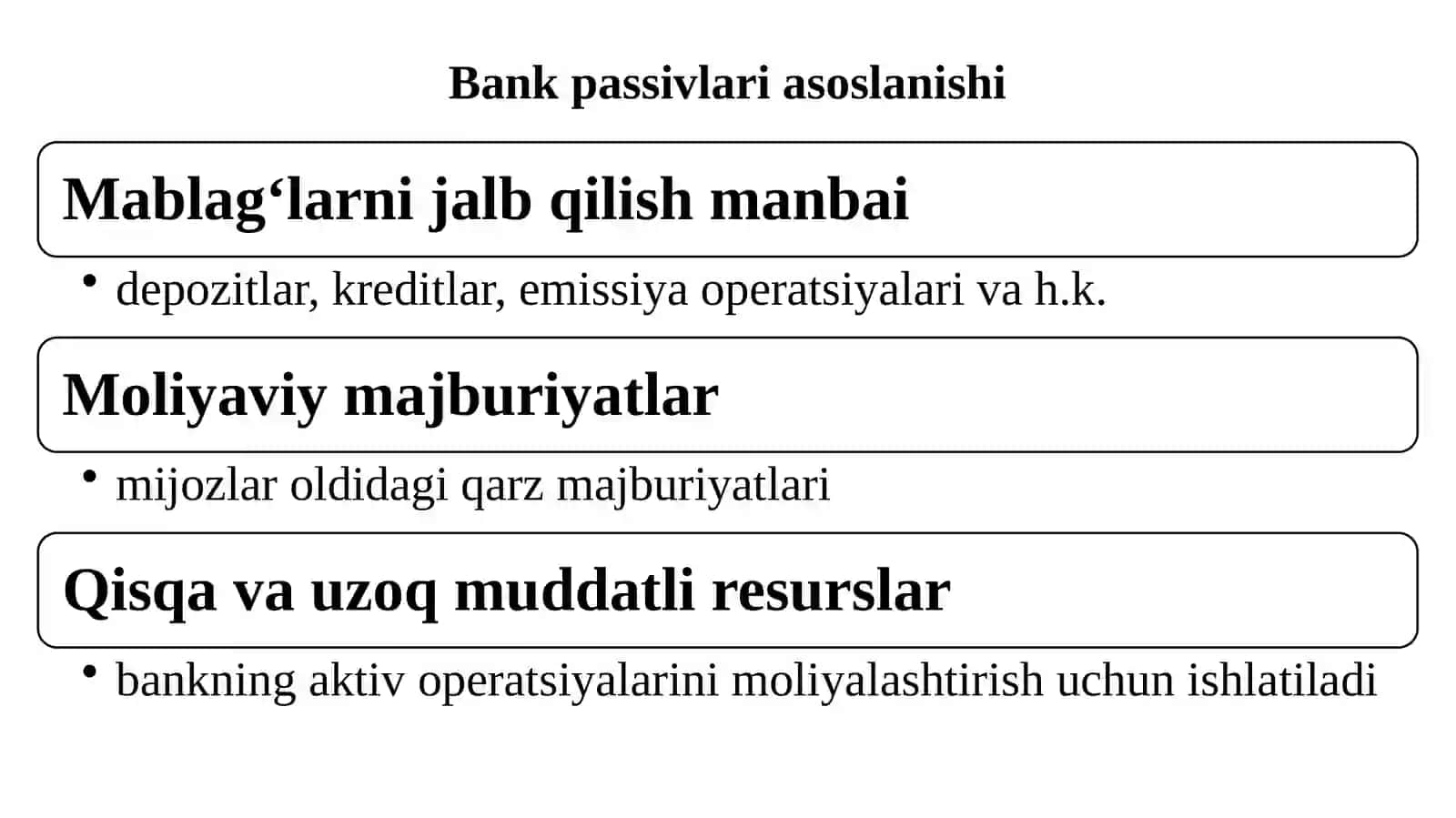 Tijorat banklari passivlari tarkibi va ularni joylashishi 4