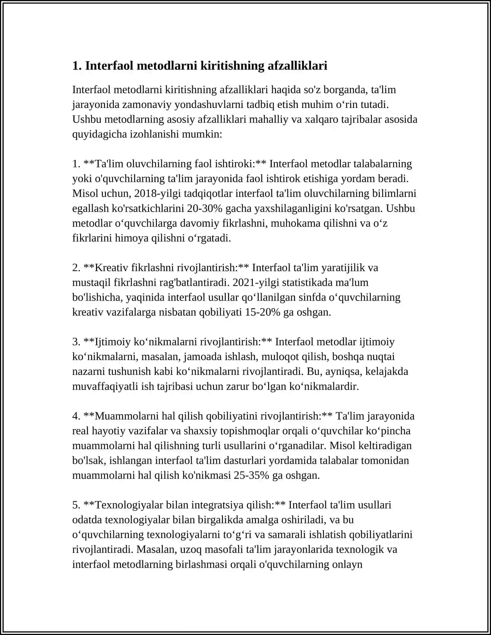 OʻZBEKISTON QISHLOQ XOʻJALIGI MAVZUSINI OʻQITISHDA INTERFAOL METODLARDAN FOYDALANISH 4