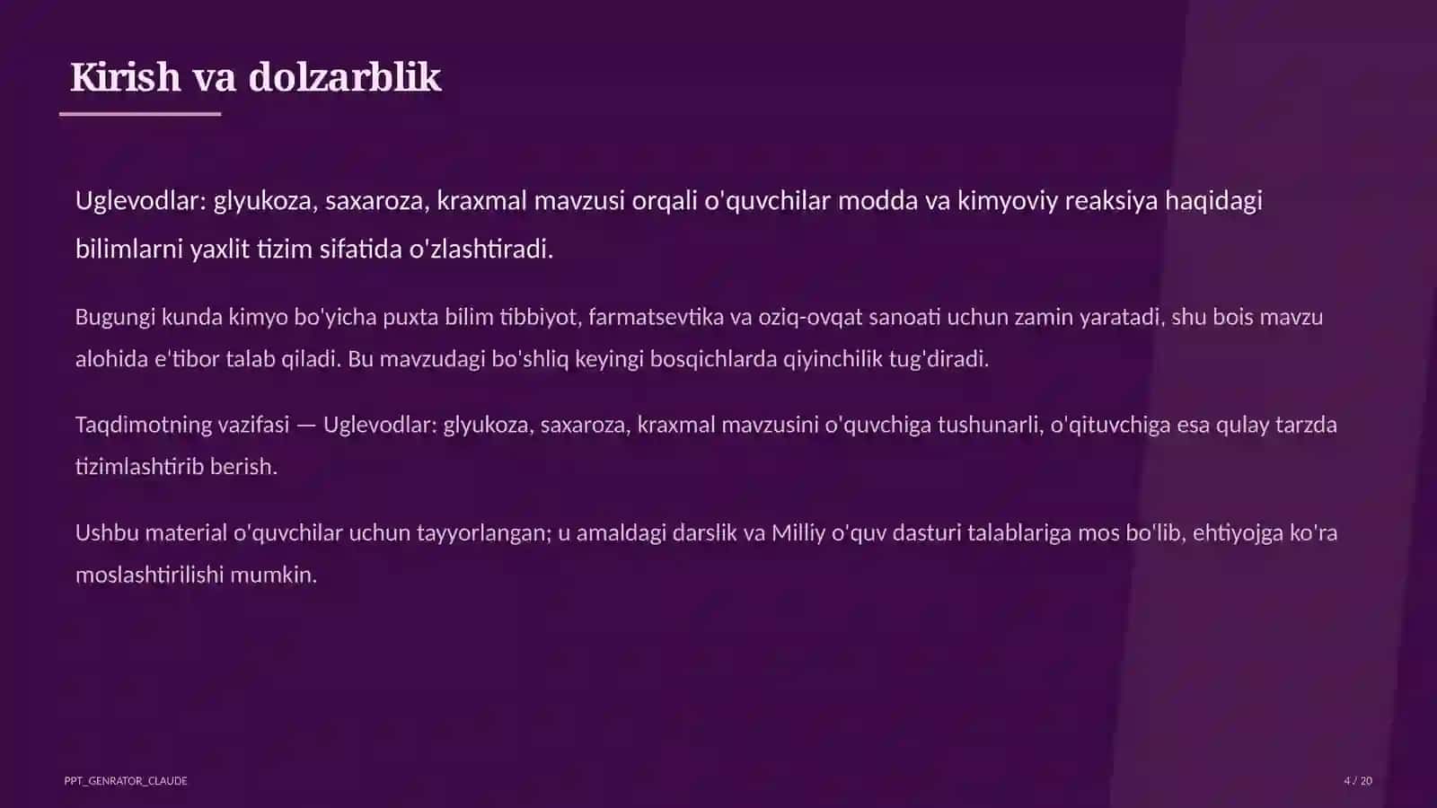 Dars rejasi 4