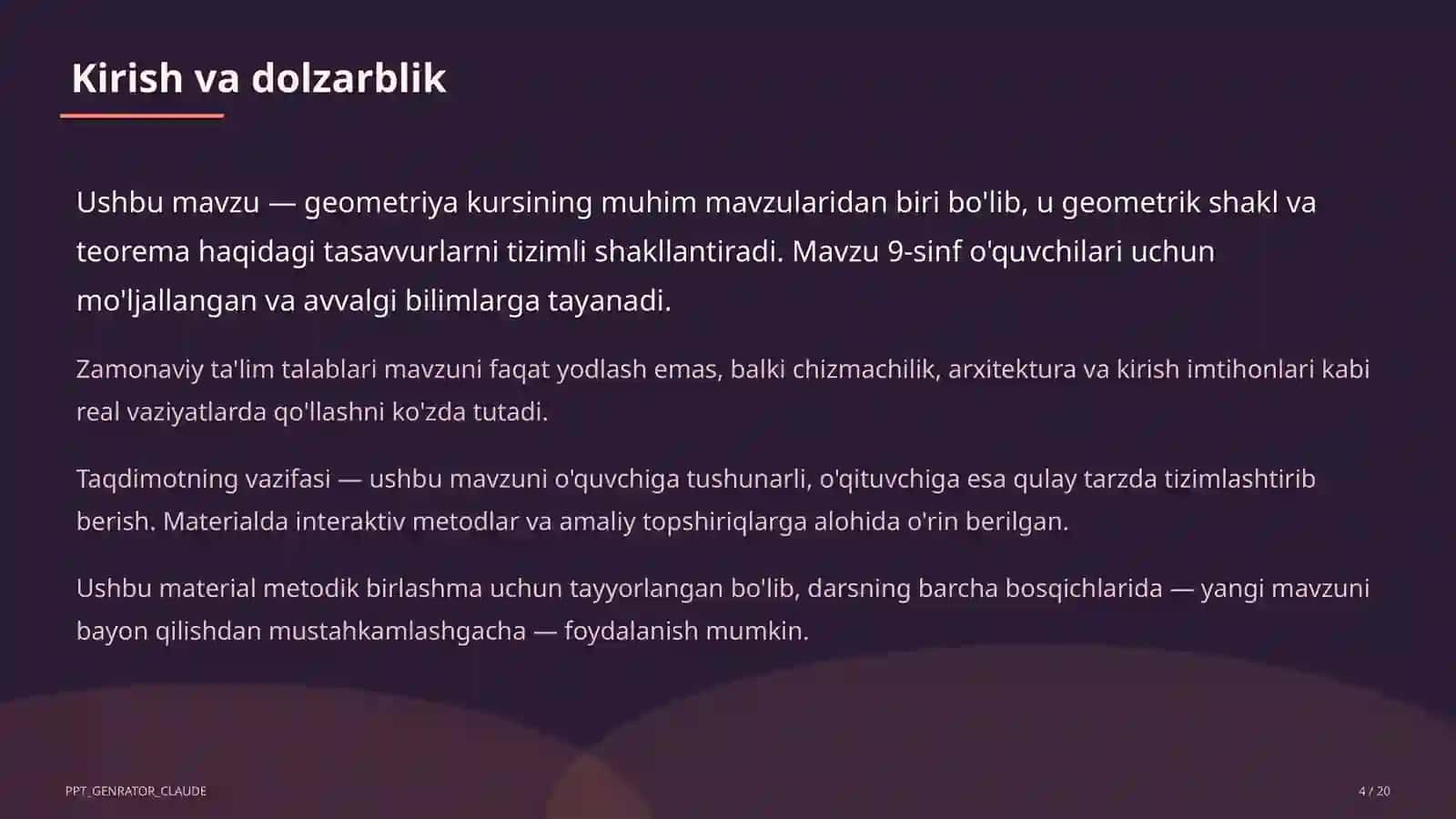 Harakatlar: simmetriya, burish, parallel ko'chirish (9-sinf) 4