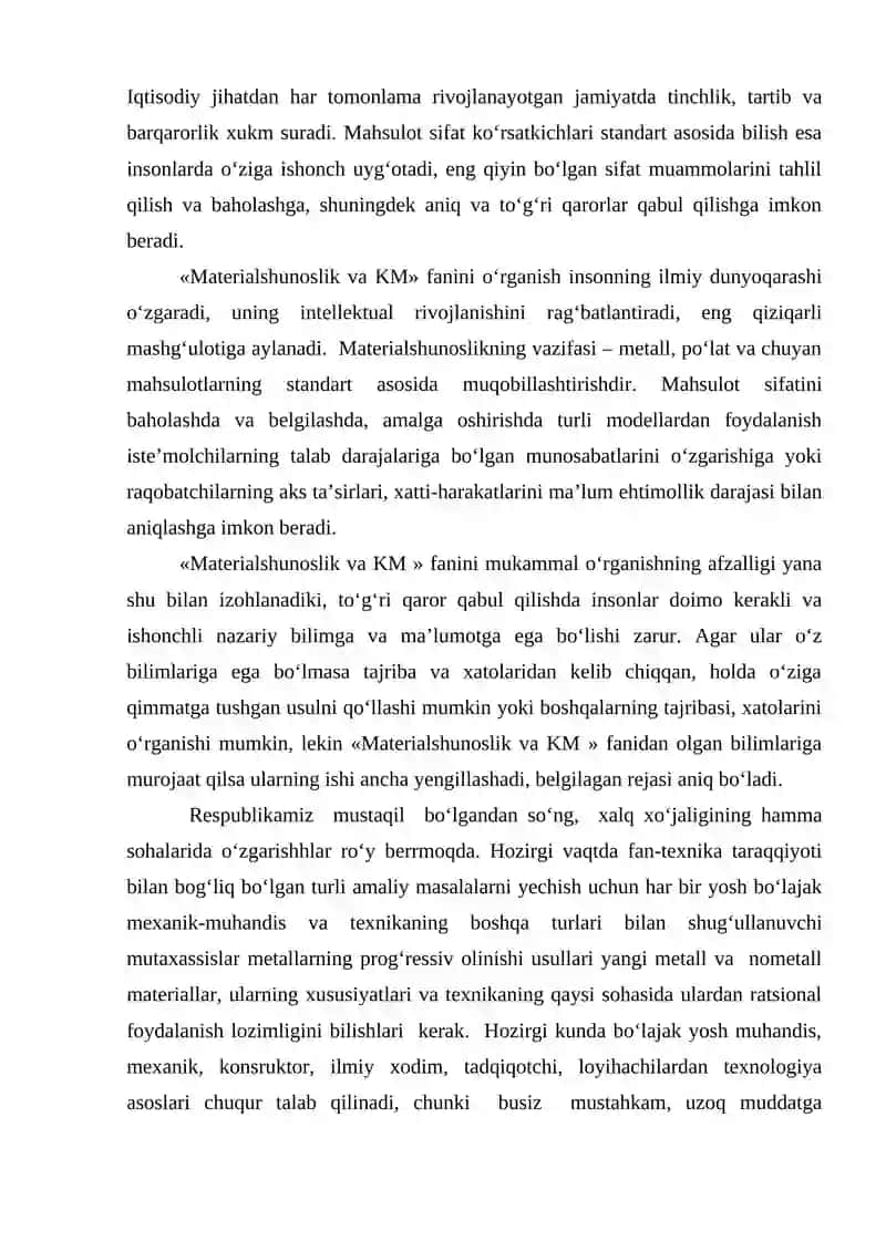 MATERIALShUNOSLIK VA KONSTRUKTSION MATERIALLAR FANINING PREDMETI VA MAZMUNI 4