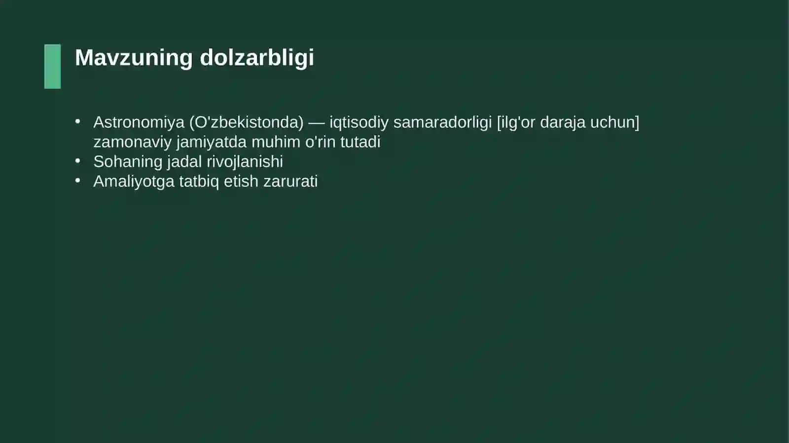 Astronomiya (O'zbekistonda) — iqtisodiy samaradorligi [ilg'or daraja uchun] 4