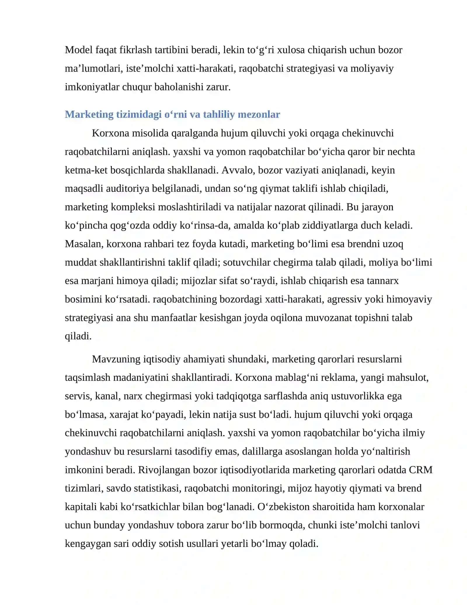 Hujum qiluvchi yoki orqaga chekinuvchi raqobatchilarni aniqlash. Yaxshi va yomon raqobatchilar 4