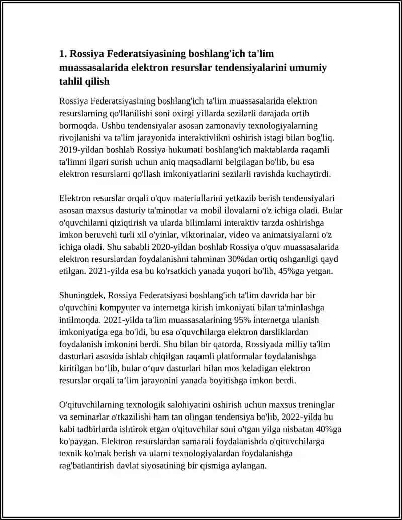 RUSSIA FEDERATSIYASINING BOSHLANGʻICH TA'LIM MUASSASALARI TENDENSIYALARINI ELEKTRON RESURS MATERIALISTIC ASOSIDA OʻRGANISH 4