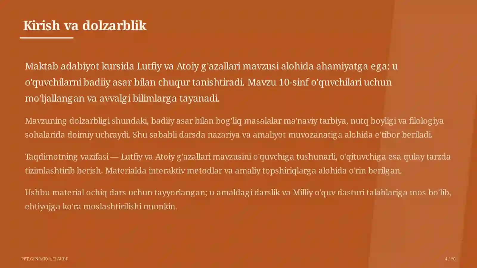 Lutfiy va Atoiy g'azallari (10-sinf) 4