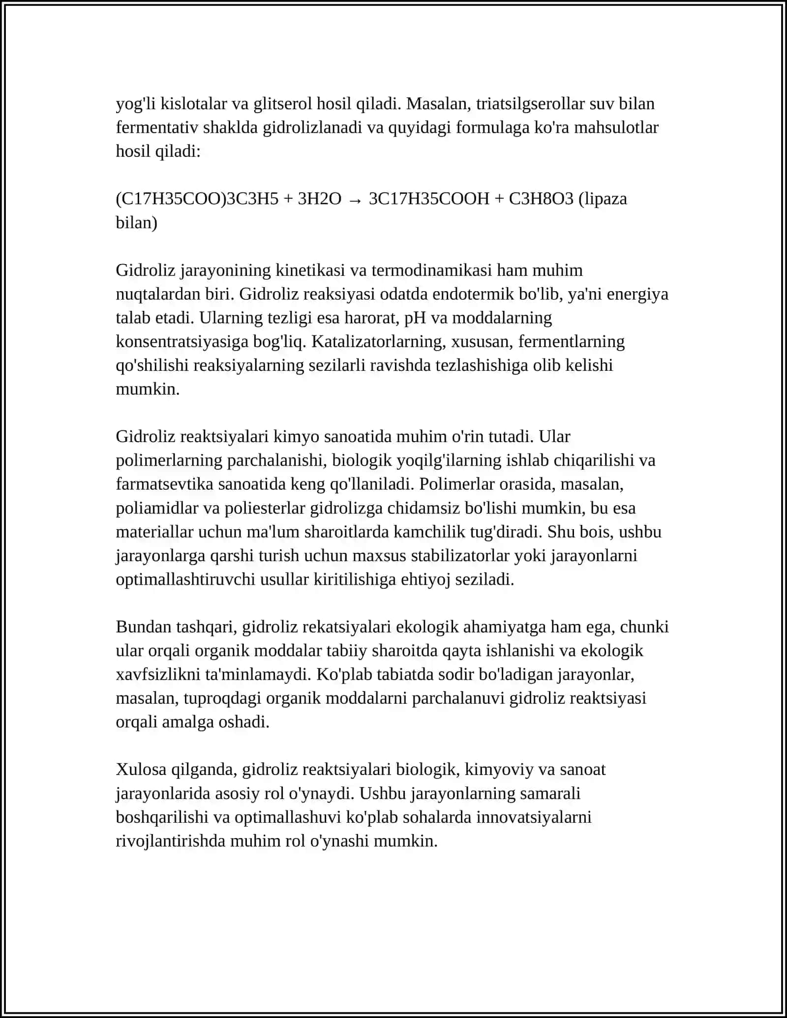 GIDROLIZ REAKSIYASI MUVOZANATIGA TA'SIR ETUVCHI OMILLAR.ERUVCHANLIK KO'PAYTMASI 4