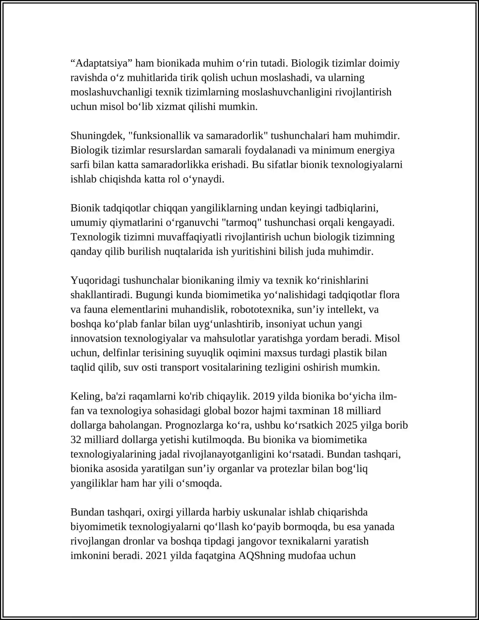 BIONIKA ASOSLARI VA UNING INSON HAYOTIDAGI O’RNI 4