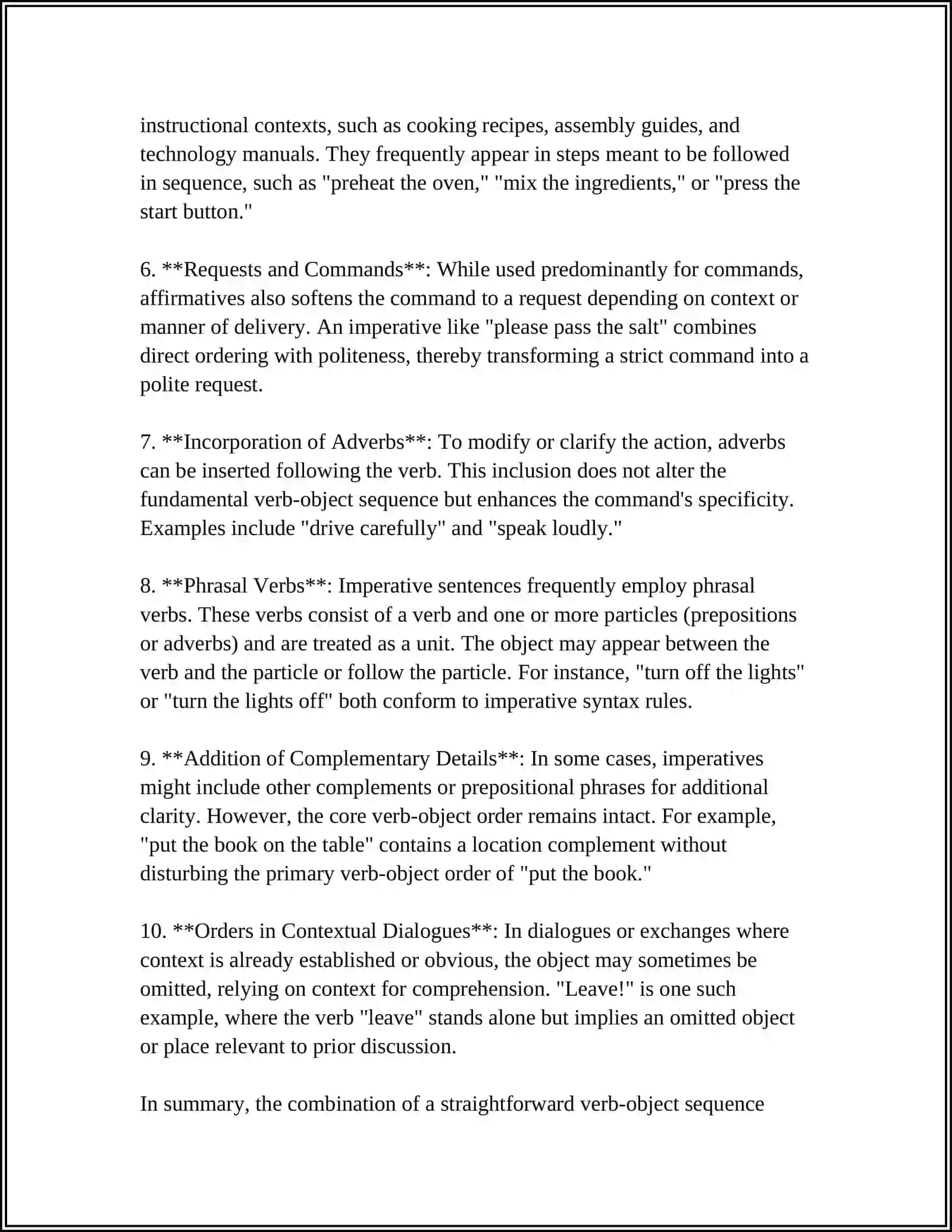 Theme: WORD ORDER. THE IMPERATIVE AND INSTRUCTIONS 4