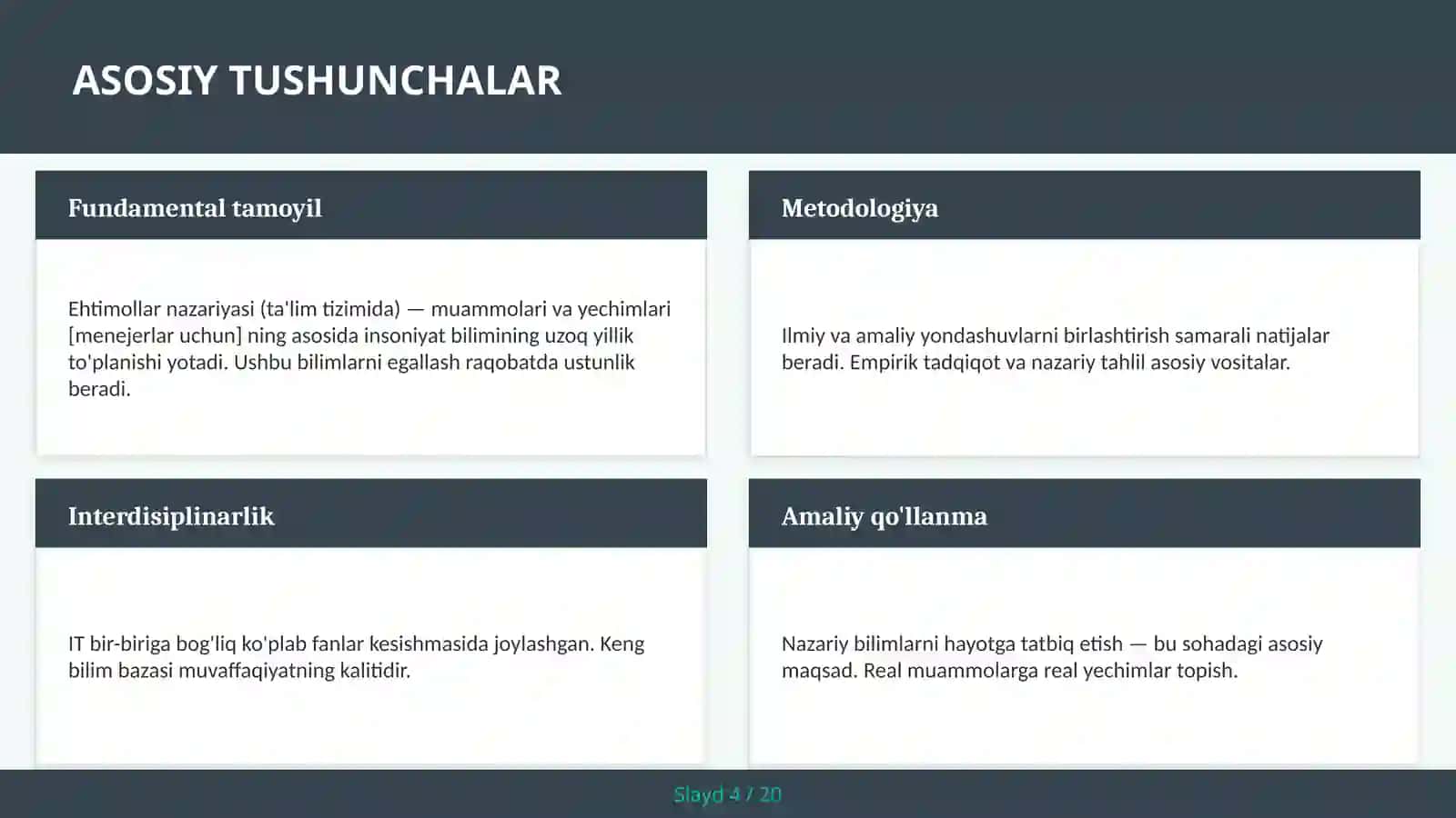 Ehtimollar nazariyasi (ta'lim tizimida) — muammolari va yechimlari [menejerlar uchun] 4