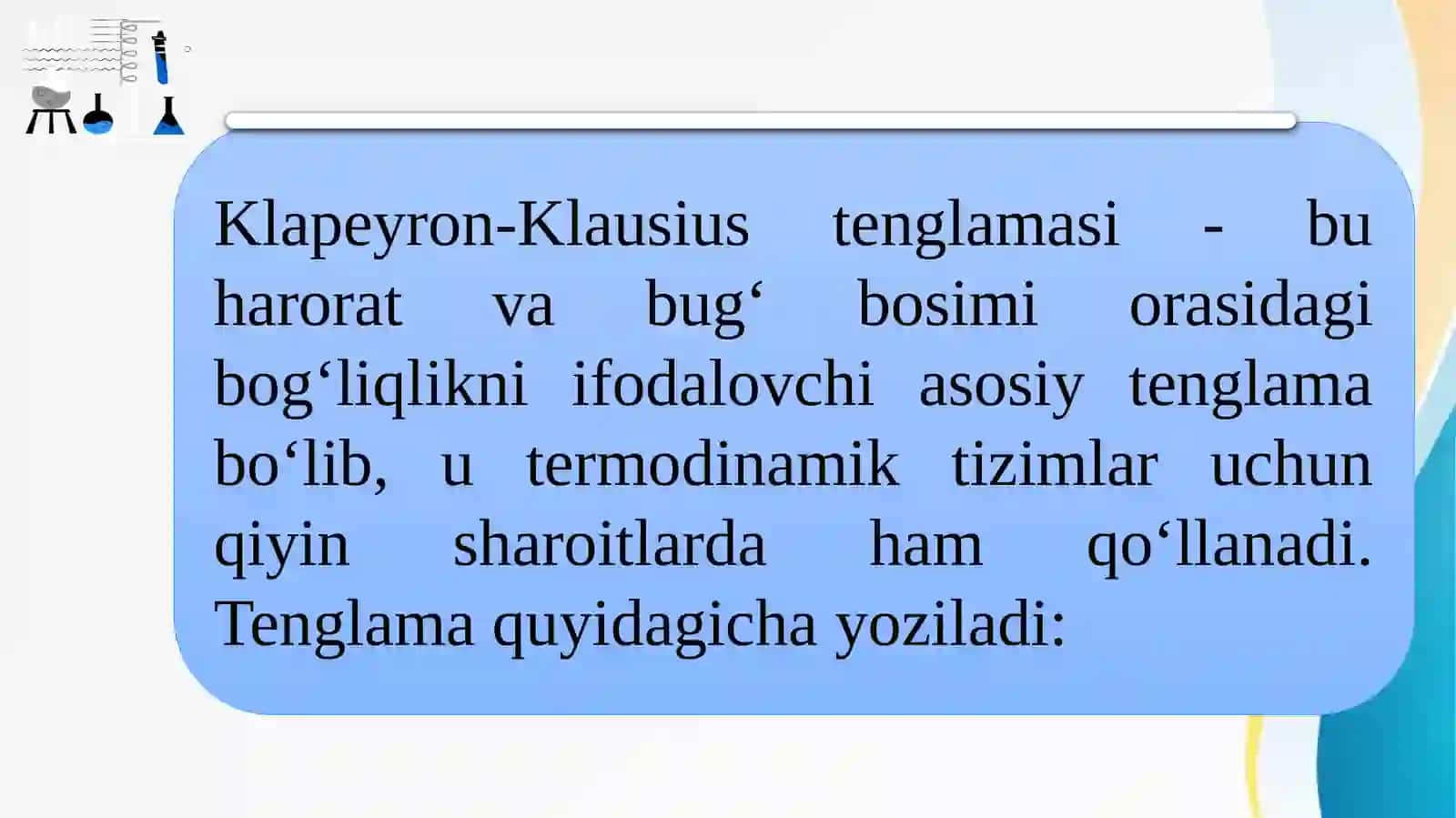 Suyuqliklarning toʻyingan bugʻ bosimi 4