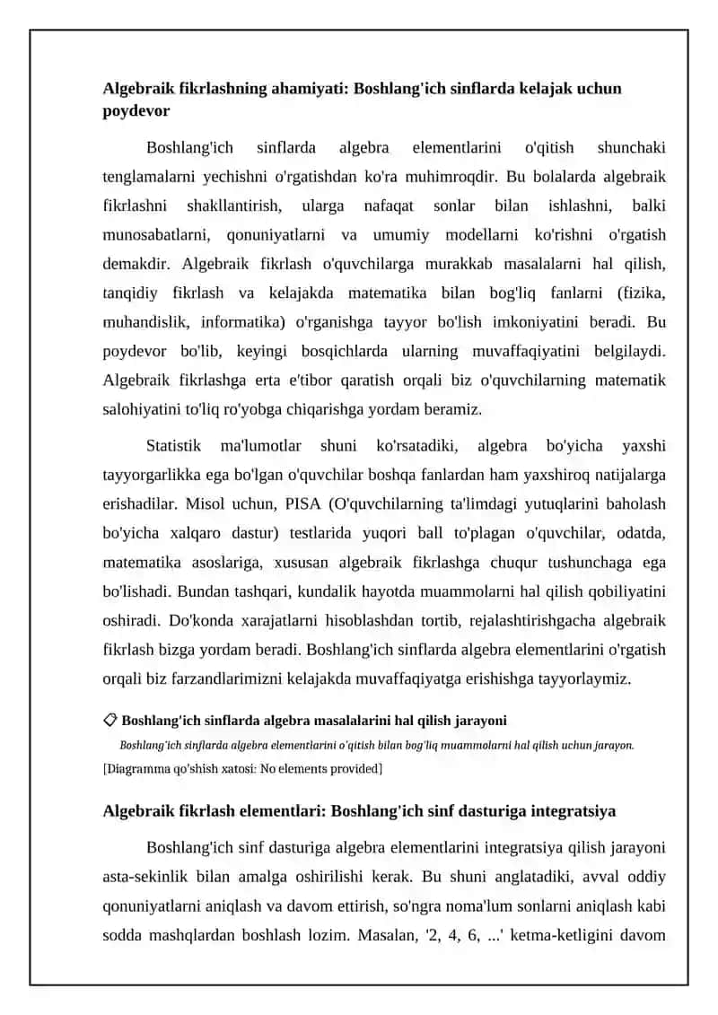 Boshlang'ich sinflarda algebra: Nima uchun va qanday? 4