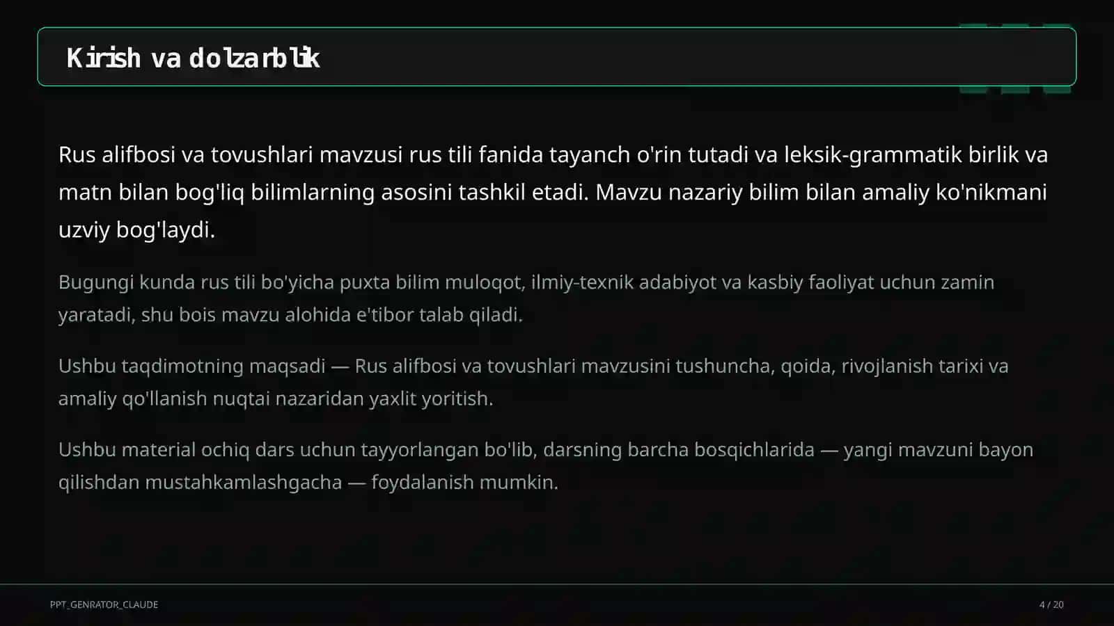 Rus alifbosi va tovushlari (2-sinf) 4