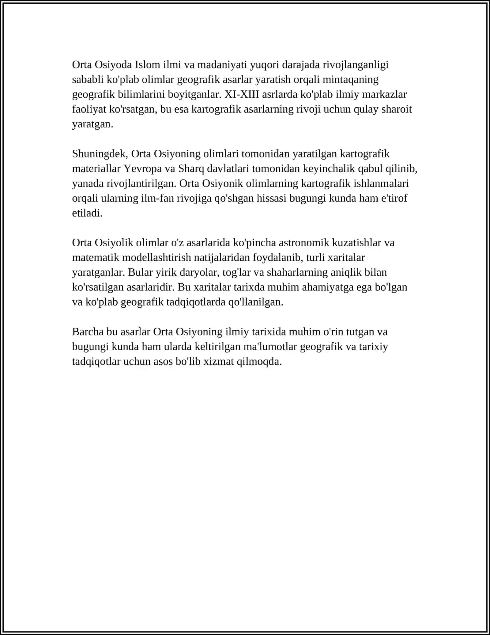 ORTA OSIYOLIK OLIMLARNING KARTAGRAFIK TATQIQOTLARI 4