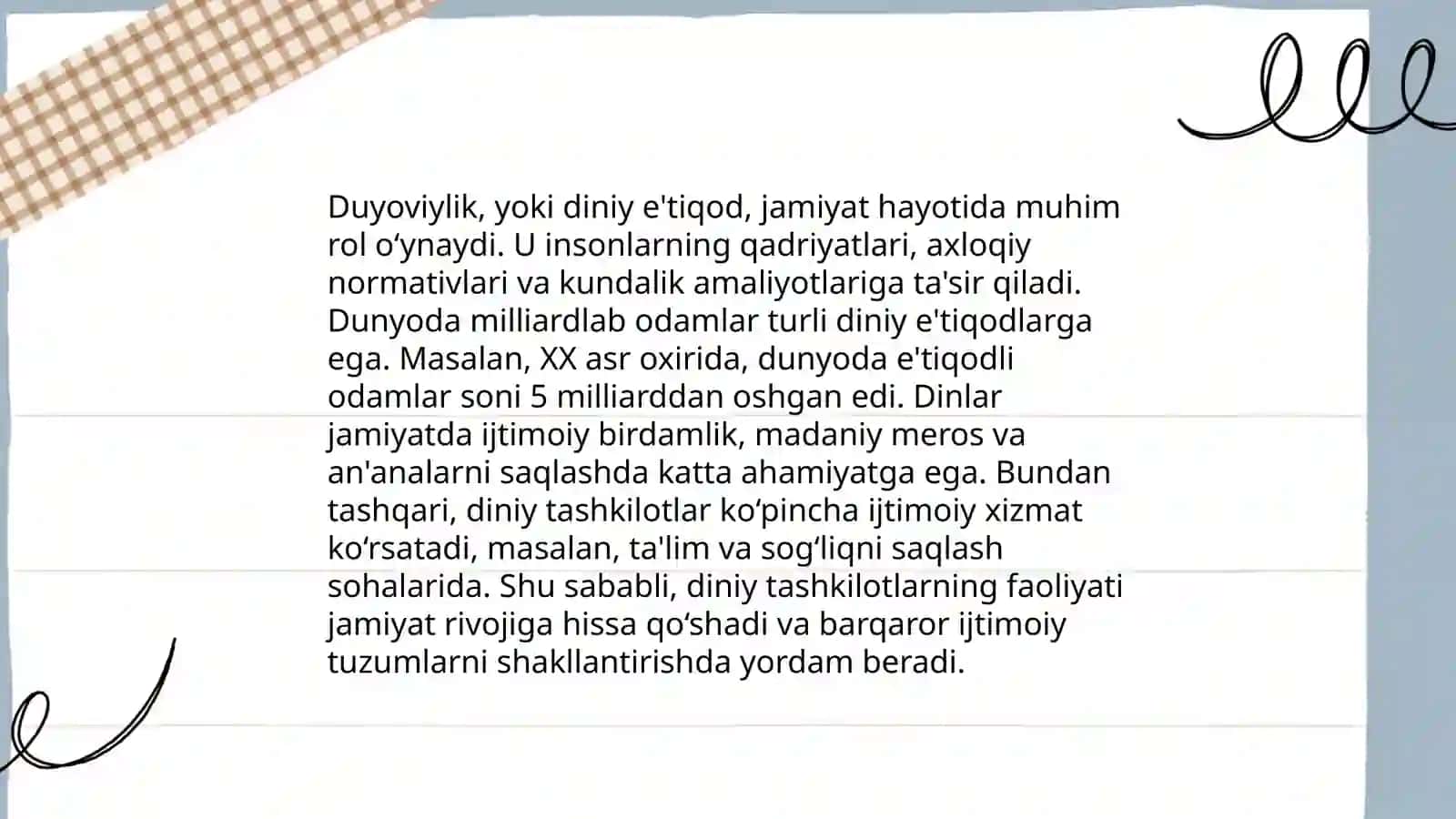 Jamiyat hayotida duyoviylik va diniylik mutanosibligi 4