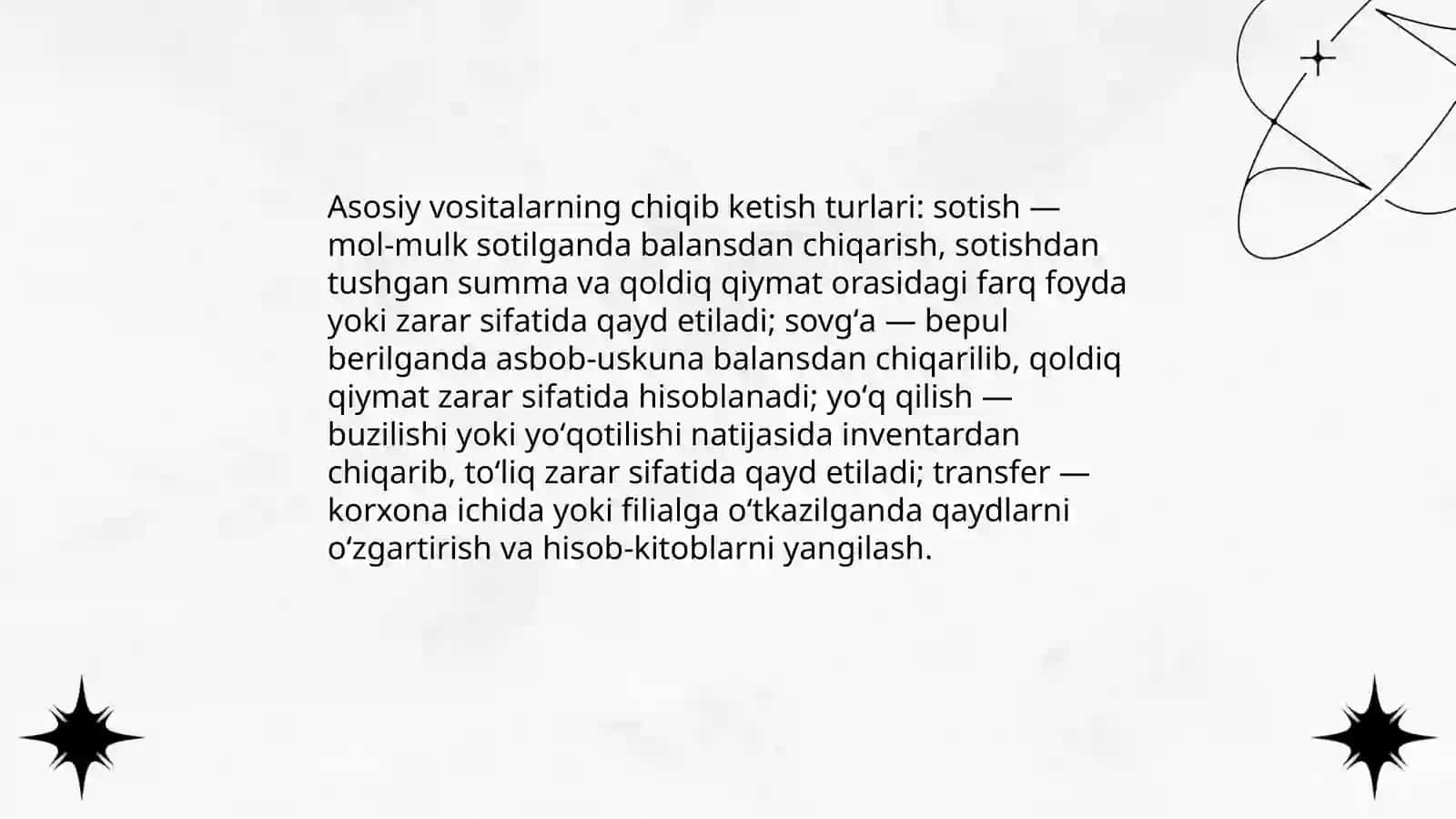 Asosiy vositalarning chiqib ketishi 4
