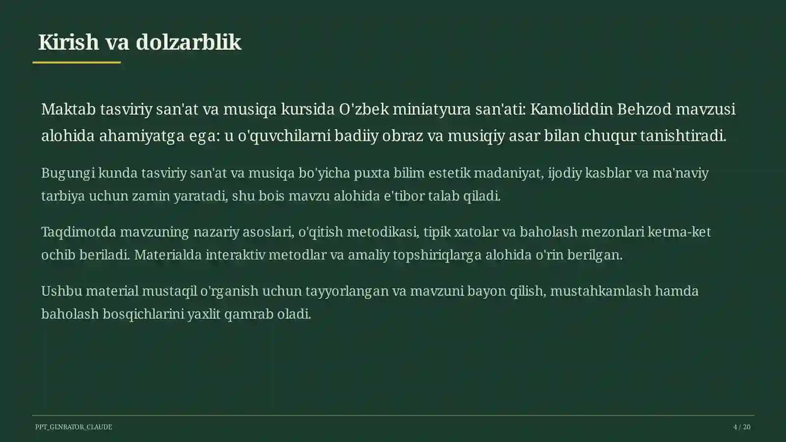 O'zbek miniatyura san'ati: Kamoliddin Behzod (5-sinf) 4