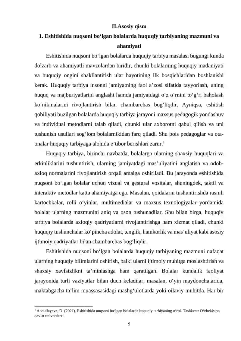 Maktabgacha yoshdagi eshitishida nuqsoni bo‘lgan bolalarda huquqiy tarbiyaning asosiy vositalaridan foydalanish 4