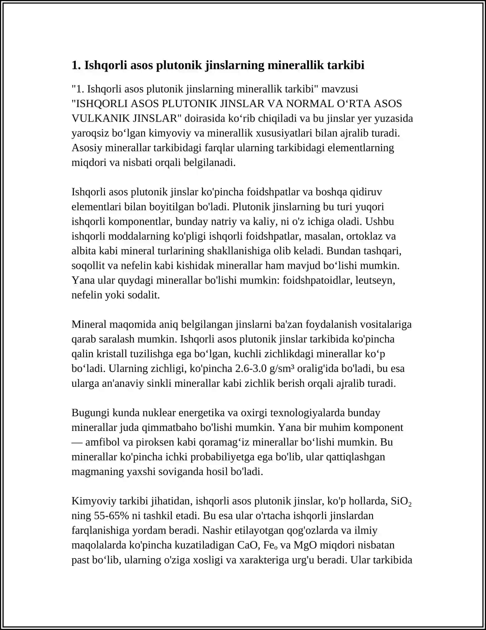 Ishqorli asos plutonik jinslarning minerallik tarkibi 4