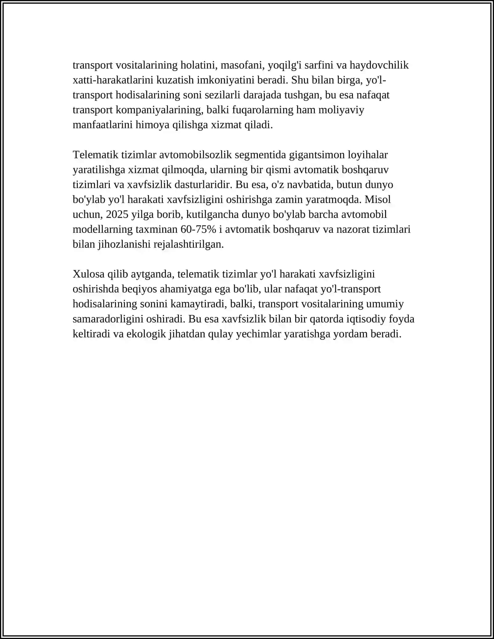 YO'L HARAKATI XAVFSIZLIGINI TELEMATIKA TIZIMLARI 4