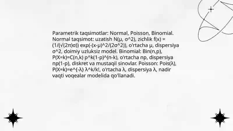 Extimollarni taqsimlash va ma'lumotlarni modellashtirish 4
