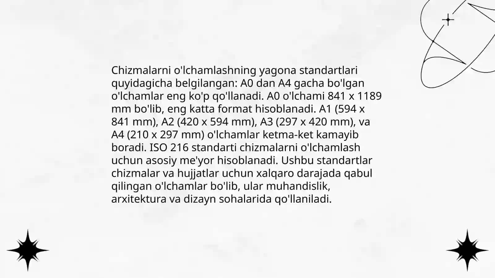 Konstruktorlik xujjatlarining yagona tizimi standartlari bo'yicha chizmalarni rasmiylashtirish umumiy qoidalari 4
