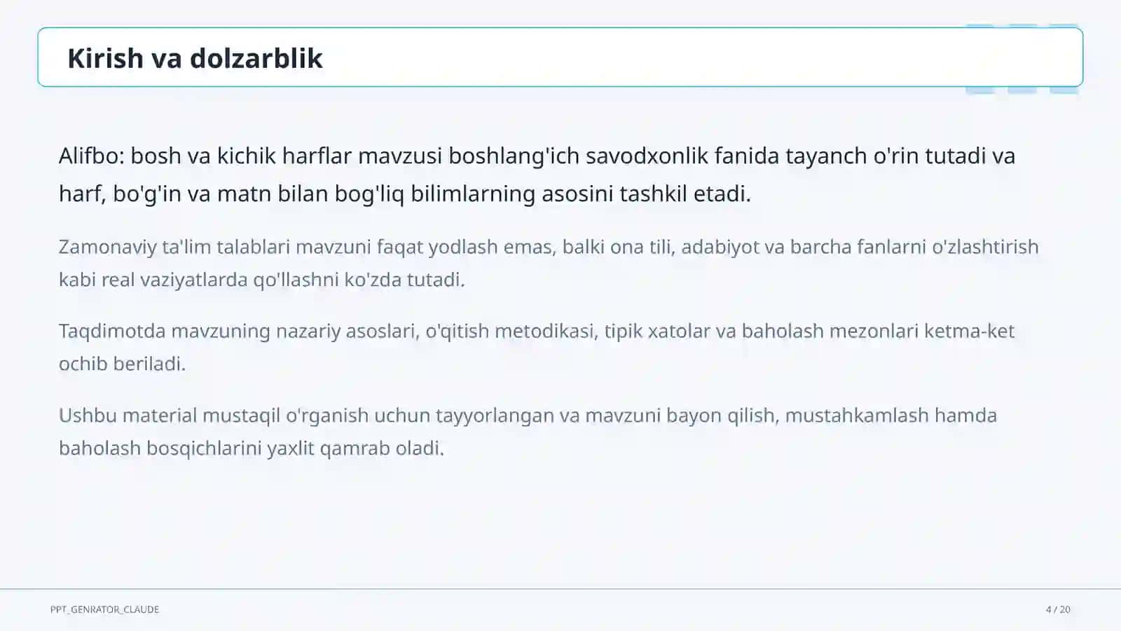 Alifbo: bosh va kichik harflar (1-sinf) 4