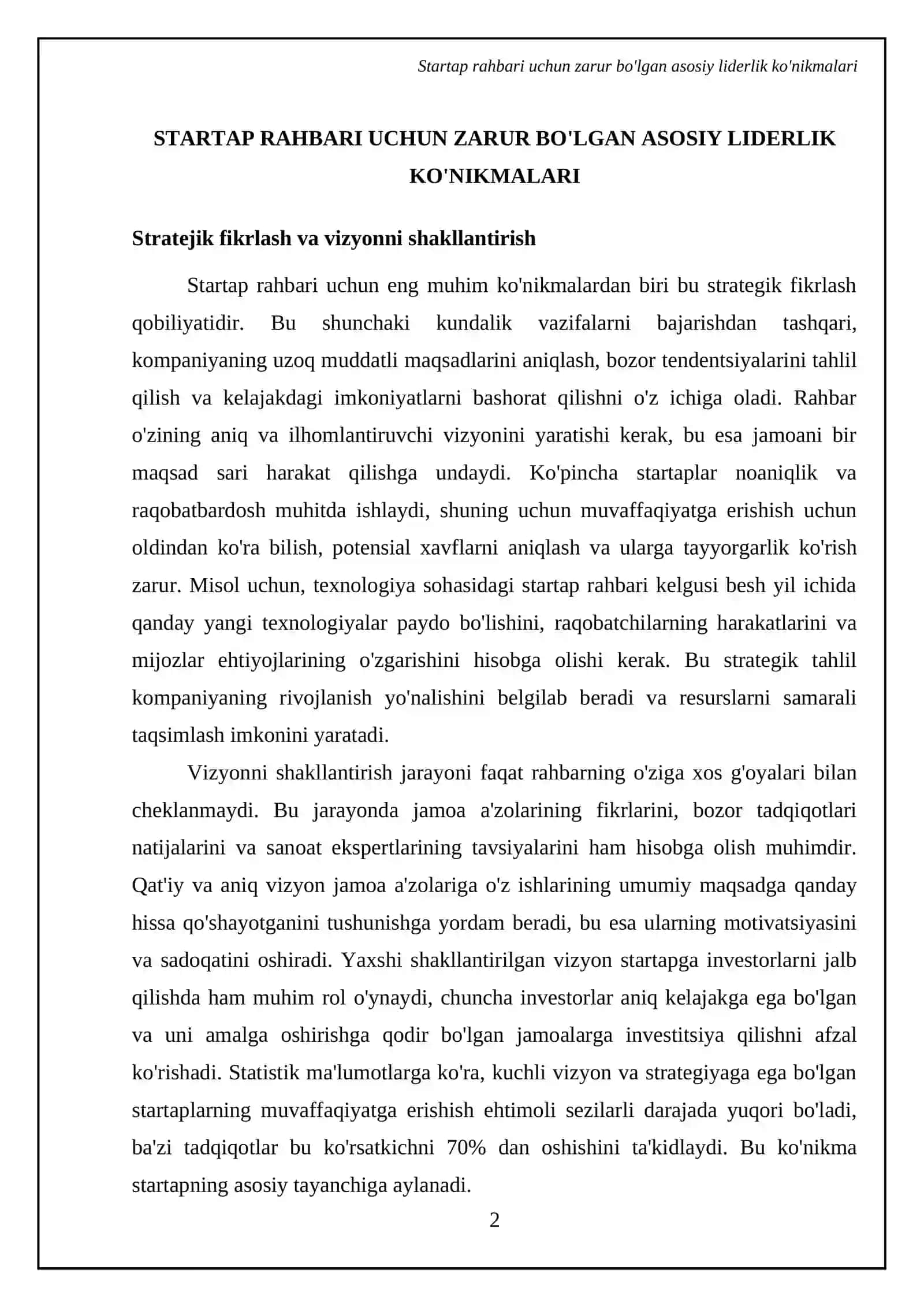 Liderlik ko‘nikmalari va startap rahbarining vazifalari 4