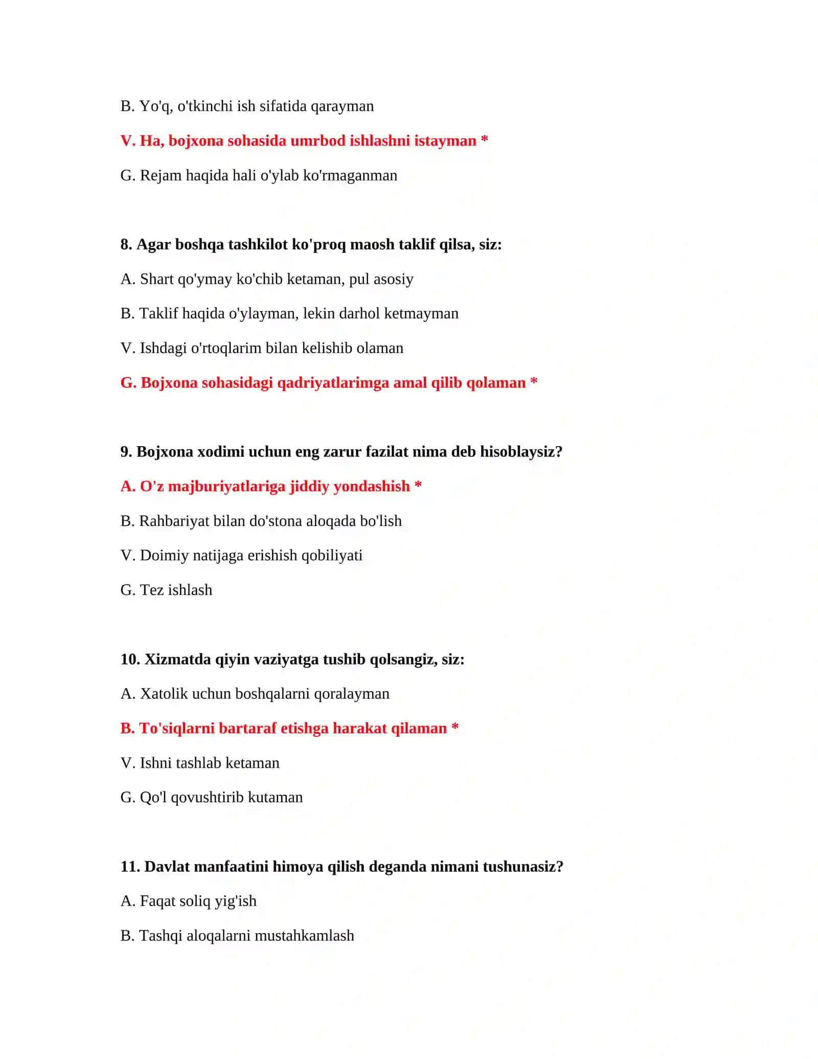BOJXONA AKADEMIYASI - SARALASH UCHUN LOGIK TESTLAR 4