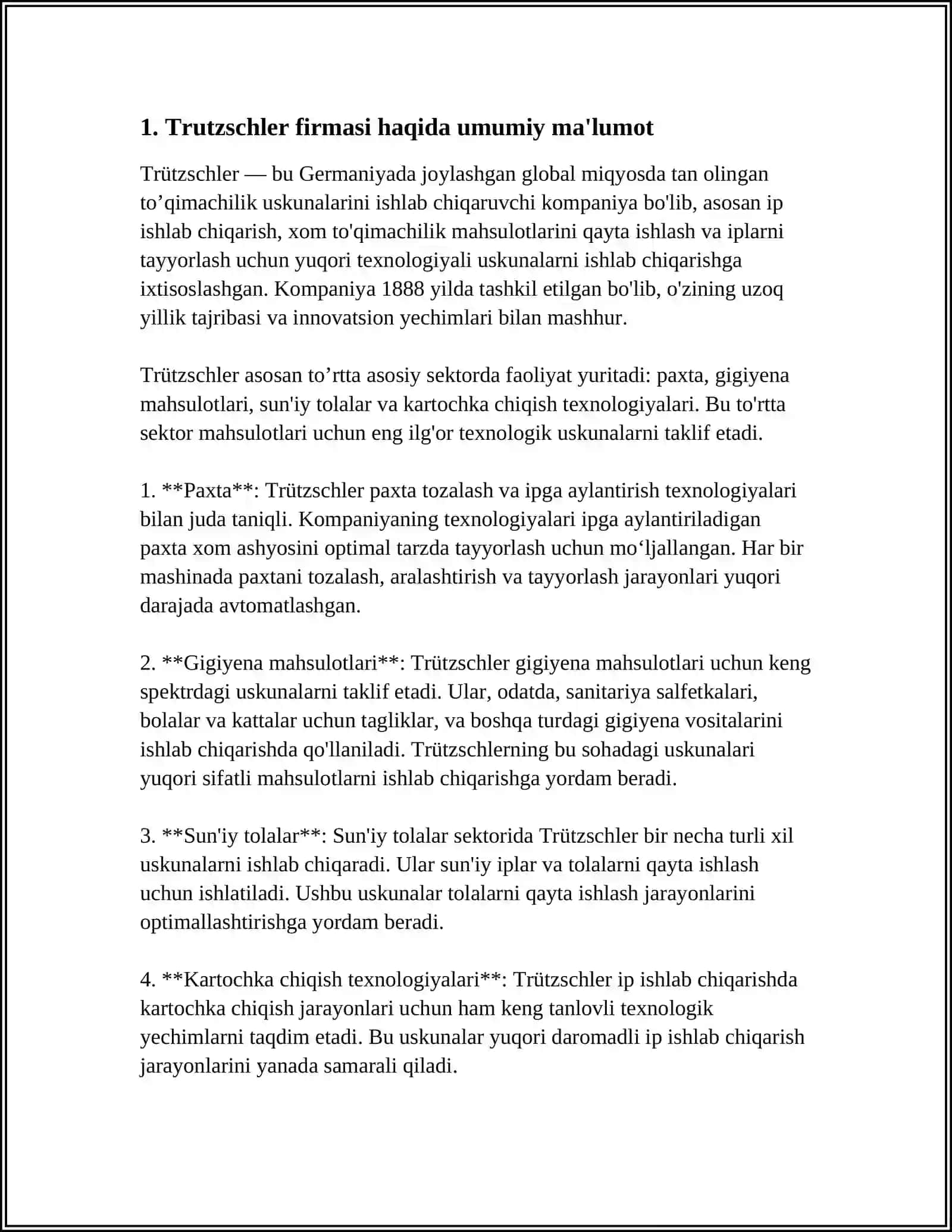 TRUTZCHLER, RIETER, MORZOLI FIRMALARINING TITISH AGREGATI MOSHINALARI BILAN TANISHISH 4