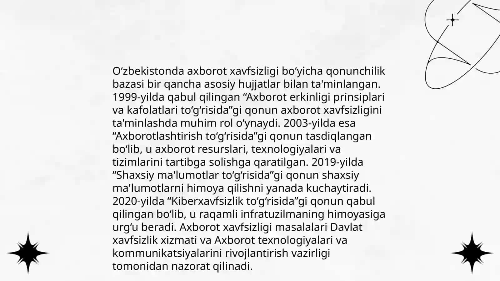 O'zbekistonda Axborot xavfsizligining ma'naviy va huquqiy asoslari 4