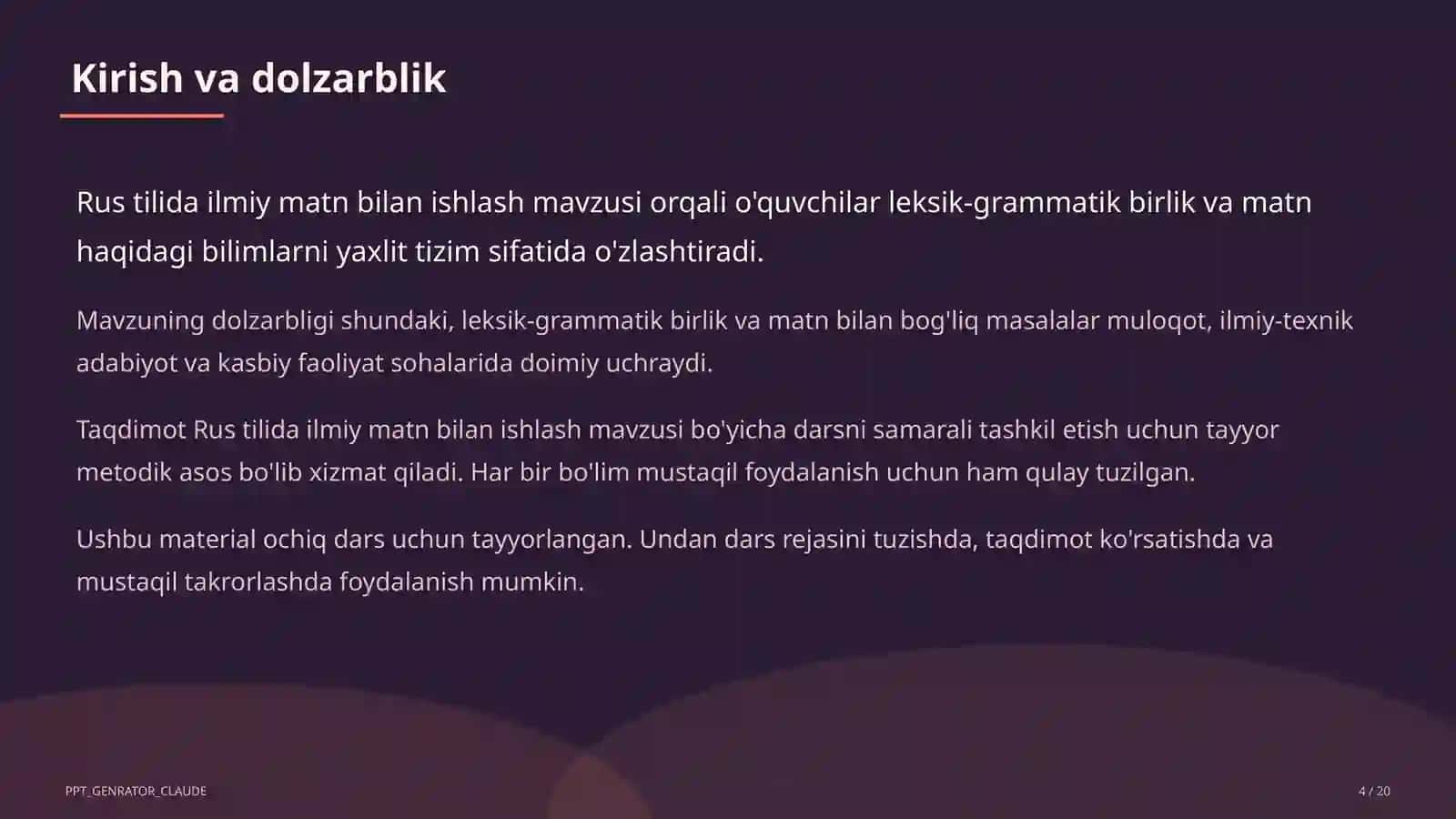 Rus tilida ilmiy matn bilan ishlash (11-sinf) 4