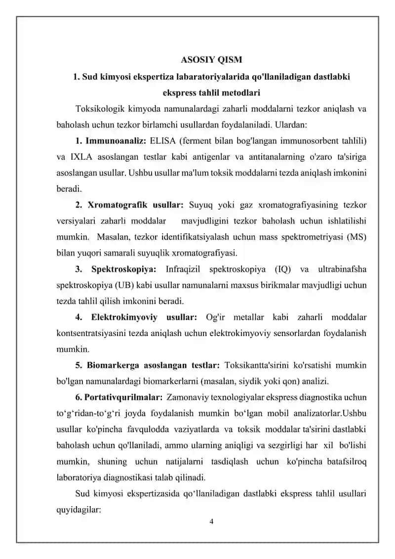 Sud kimyosi ekspertiza labaratoriyalarida qo'llaniladigan dastlabki ekspress tahlil usullari 4