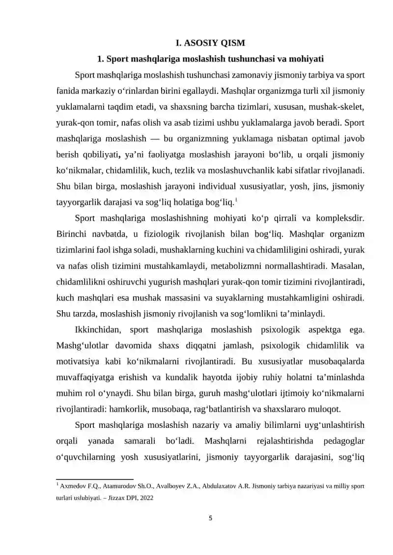Sport mashqlariga moslashish 4