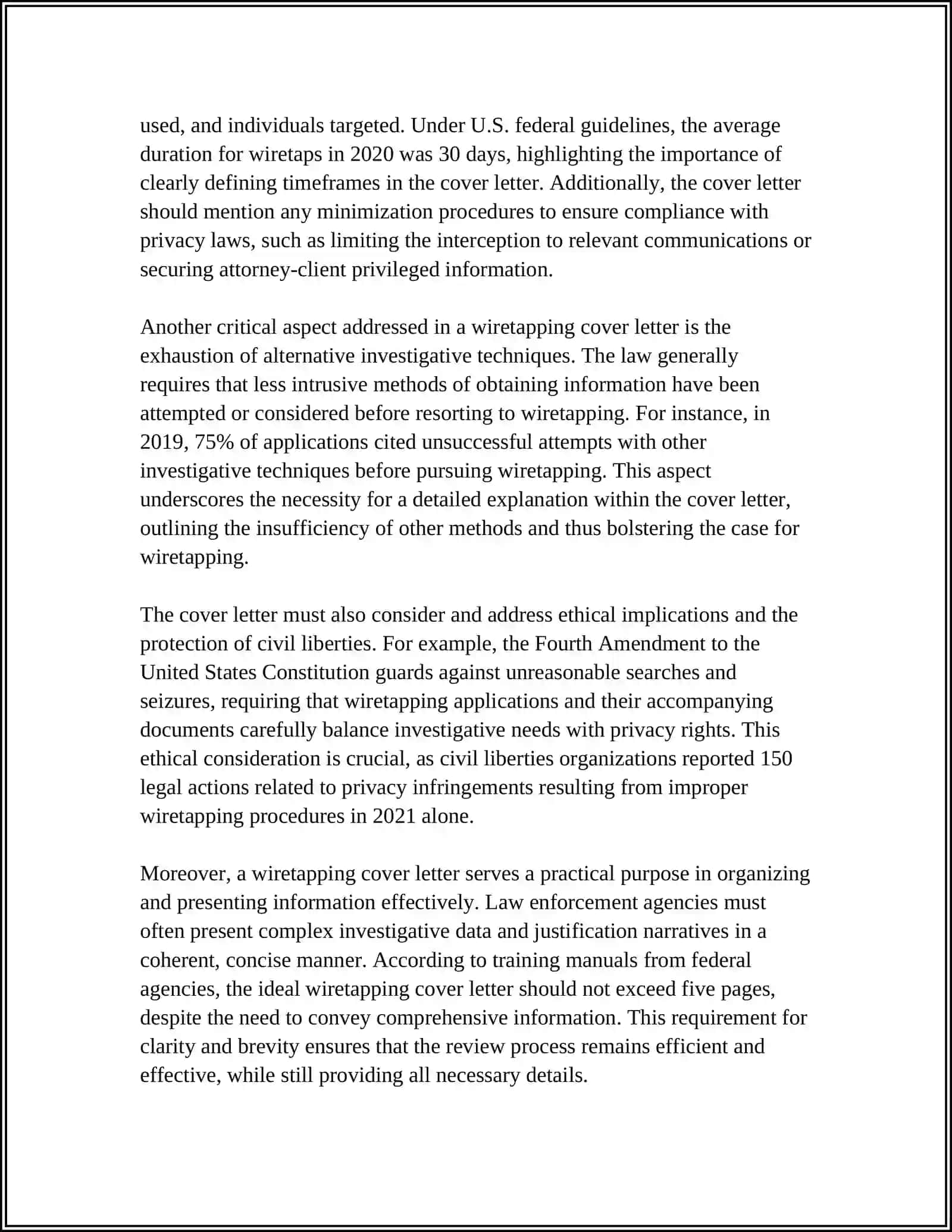 Wiretapping Cover Letter Training 4