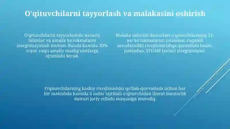 Pedagog kadrlarga boʻlgan ehtiyoj va ularni tayyorlash masalalari 4