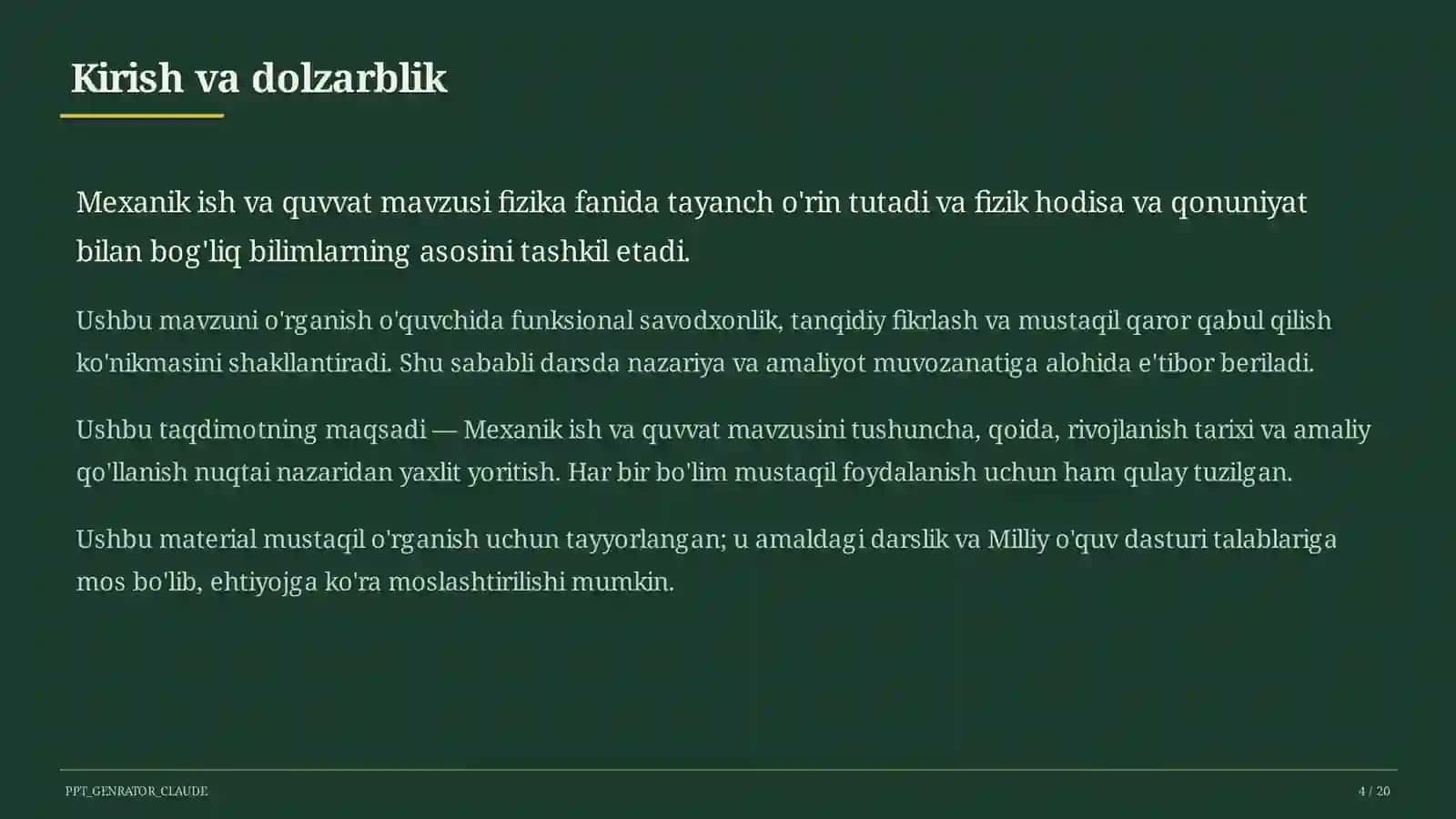 Mexanik ish va quvvat (7-sinf) 4